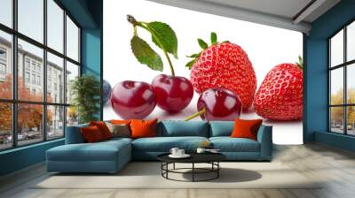 fresh berries on white background Wall mural