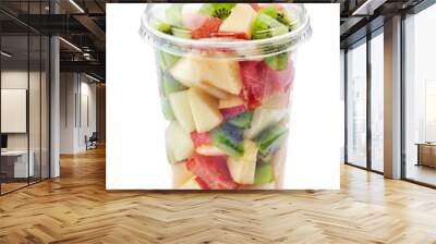 fresh fruit pieces salad in plastic cup Wall mural