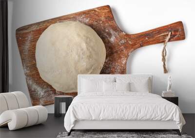 fresh raw dough on wooden board Wall mural