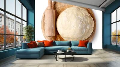 fresh raw dough on wooden board Wall mural