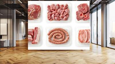 fresh raw meat on white background Wall mural