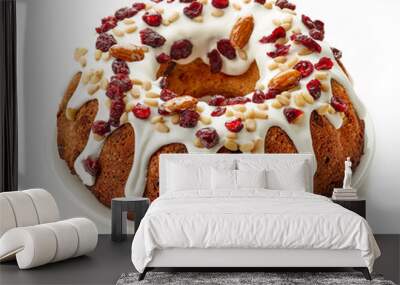 Fruit cake on white background Wall mural