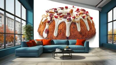 Fruit cake on white background Wall mural