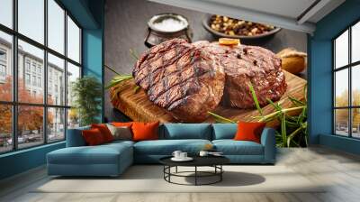 grilled beef steaks Wall mural