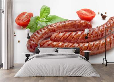 grilled sausages on white background Wall mural