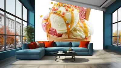 Ice cream balls in paper cup Wall mural