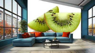 kiwi slices on white background Wall mural