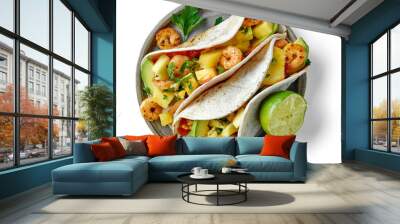 mexican food tacos isolated on white background Wall mural