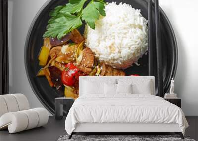 plate of asian food Wall mural