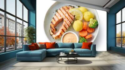 plate of grilled salmon steak Wall mural