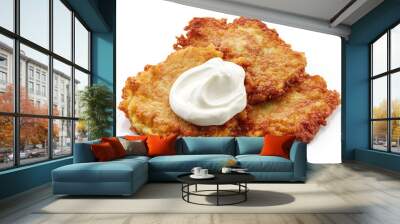 potato pancakes on white background Wall mural