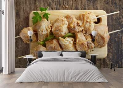 raw marinated pork kebab meat Wall mural