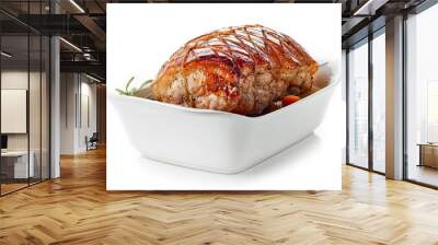 roasted pork on white background Wall mural