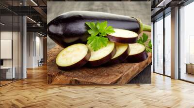 sliced eggplant on cutting board Wall mural