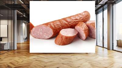 smoked sausage on white background Wall mural