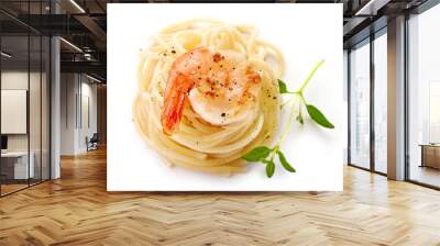 spaghetti and fried prawn Wall mural