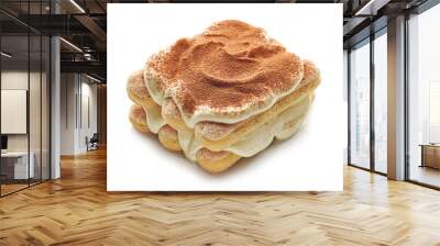 Tiramisu dessert on white background Wall mural