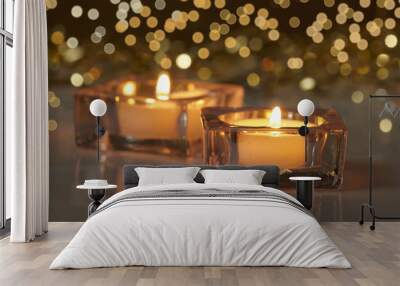 two burning candles Wall mural