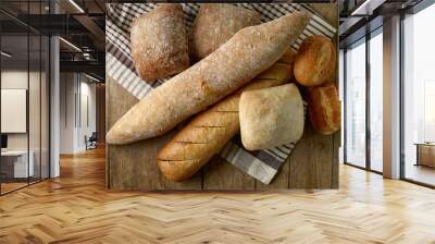 various freshly baked bread buns Wall mural