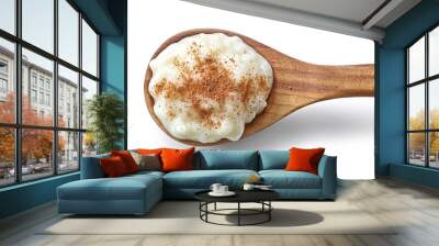 wooden spoon of rice pudding Wall mural