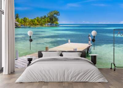 Belize, a tropical paradise in Central America. Web banner panoramic view. Wall mural