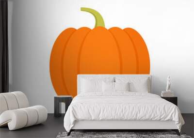 Pumpkin icon. Vector. Autumn Halloween or Thanksgiving pumpkin symbol. Flat design. Orange squash silhouette isolated on white background. Cartoon colorful illustration. Wall mural