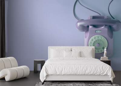 A violet vintage dial telephone with violet background. Wall mural