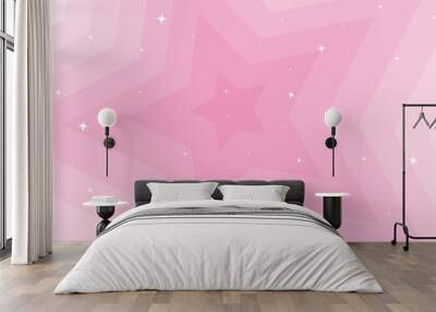 Beautiful background pink stars with sparkles. Vector illustration Wall mural