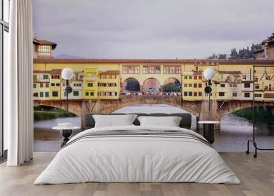 Old bridge on the river Arno in the city of florence Wall mural