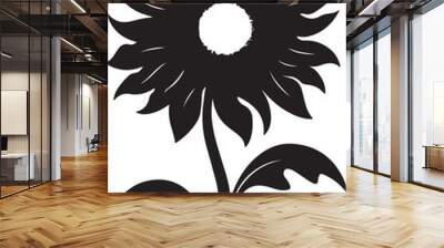 Sunflower Silhouette Vector Illustration White Background Wall mural