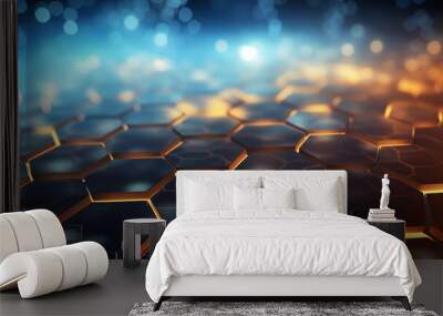 abstract technology concept background with  hexagonal structure. high tech glowing hexagons Wall mural