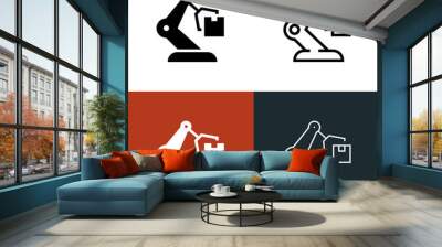 Automated Warehouse Icon Set Wall mural