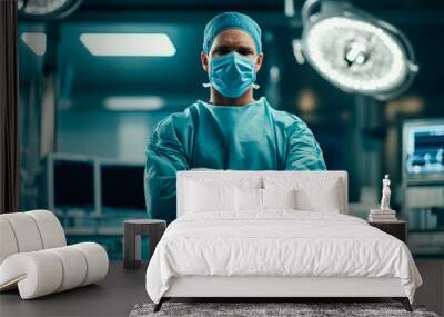 Confident surgeon in a modern operating room setting Wall mural