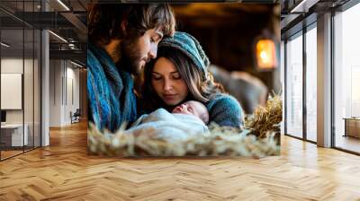 Holy family tender moment in the mange Wall mural