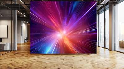 Abstract background with neon rays of light created with AI Wall mural