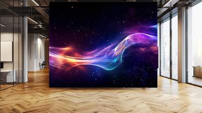 Abstract background with neon rays of light created with AI Wall mural