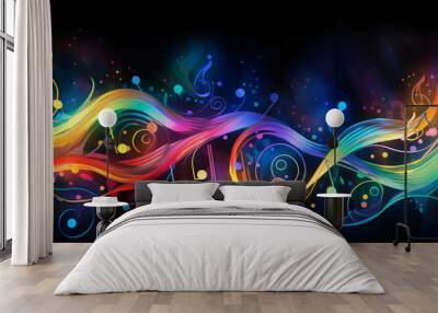 abstract colorful music background with notes  Wall mural