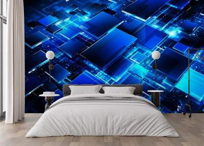 Abstract futuristic technology background - created with AI Wall mural