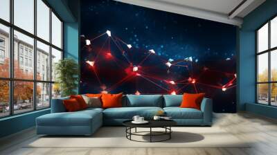 Abstract technology background. Network connection structure with dots and lines Wall mural