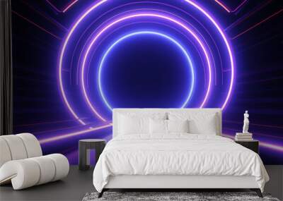 Tunnel Neon Futuristischer Hintergrund – erstellt mit KI	 Wall mural