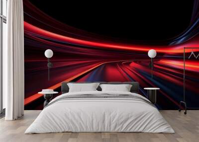 Red neon light tail lines Wall mural