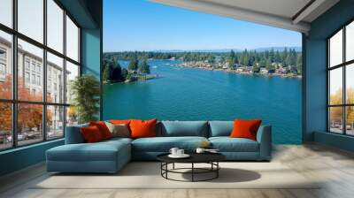 Man Made Lake Tapps on a beautiful summer day in Bonney Lake Washington Wall mural