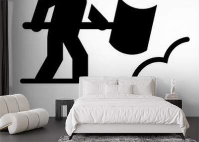 Snow Shoveling Icon - Illustration Wall mural