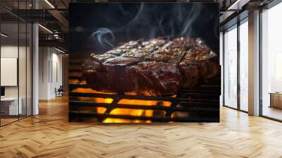 steak sizzling on grill Wall mural