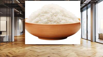 Bowl full of cooked white rice, isolated on empty background. Wall mural