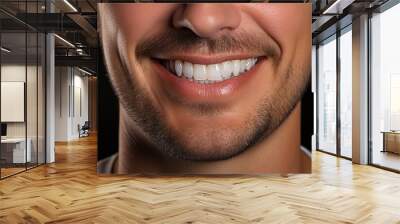 Close up of a man's smile with perfect white teeth. Wall mural