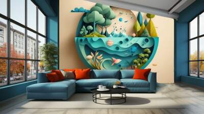 Environmental protection and save earth water. Generative AI illustration. Wall mural