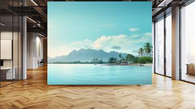 Flyer or banner design for vacations and travel destination, sale and promotion campaign. Wall mural