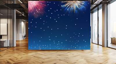 Happy New Year, Fireworks at city background. AI Generated. Wall mural