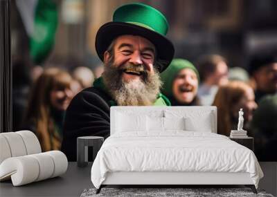 Man dressed as Irish leprechaun St Patrick's day parade. Wall mural